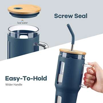 Kodrine 32 oz Glass Tumbler with Lid and Straw