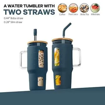 Kodrine 32 oz Glass Tumbler with Lid and Straw