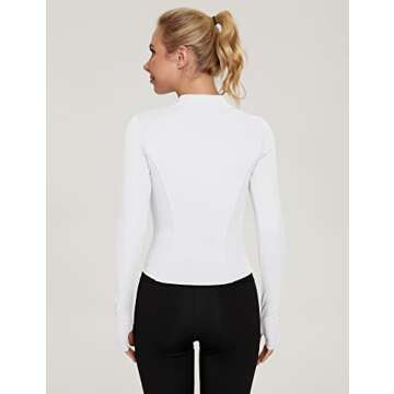 LUYAA Workout Jackets for Women Full Zip Up Lightweight Athletic Jacket Slim Fit Track Gym Clothes White S