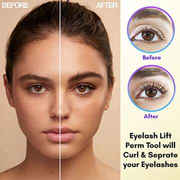 Pro Eyelash Lift Perm Tool Lash Separator Tint Tool Stainless Steel Eyelash Separator Lash Lift Rods with Separating Comb for Eyelash Eyebrow Perming Tinting Curling Extensions Supplies (Gold)