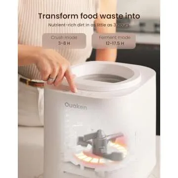 Ouaken Electric Composter for Kitchen, 4L Smart Countertop Compost Bin, Odorless | Low Noise | No Leaking | Turn Food Waste into Fertilizer Within 3 Hrs, Indoor Food Recycler Compost Machine, White