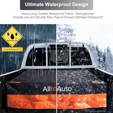 AlltoAuto Truck Bed Cargo Bag Plus, 35 Cubic Feet (58''x48''x22''), 100% Waterproof 600D Heavy Duty, Fits Any Truck, Simple and Convenient for Installation