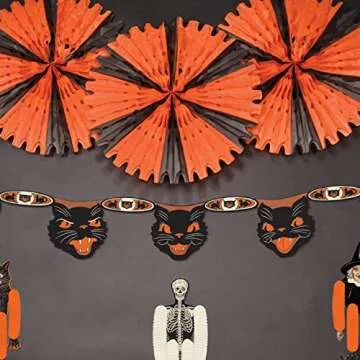 Eye-Catching Orange & Black Tissue Fan for Halloween Celebrations