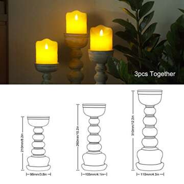 Gmart Antique Wash Wook Look Finish Resin Pillar Candle Holders Set of 3, Decorative for Home Accents,Ideal for LED and Pillar Candles, Gifts for Home, Living Room, Dinning Room, Kitchen.