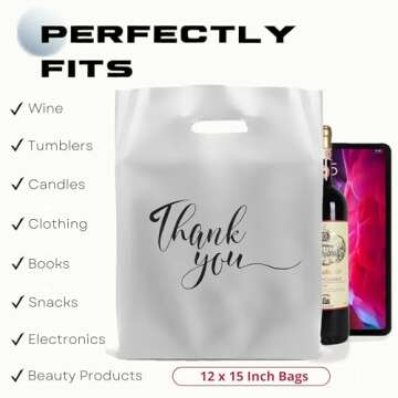 Stylish Rainbows & Lilies 100 Thank You Bags - Durable Gift & Retail Bags
