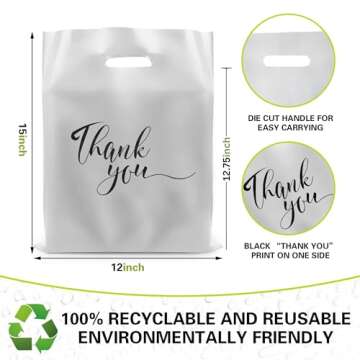 Rainbows & Lilies 100 Thank You Plastic Bags with Handles