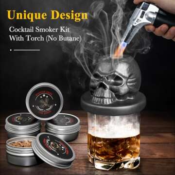 Cocktail Smoker Kit with Torch & 4 Flavors Wood Smoker Chips, iTayga Ceramics Whiskey Smoker Kit for...