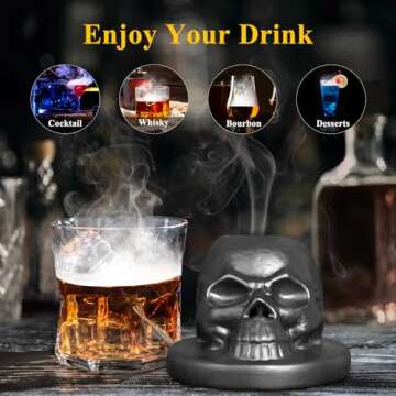 Cocktail Smoker Kit with Torch & 4 Flavors Wood Smoker Chips, iTayga Ceramics Whiskey Smoker Kit for Cocktails, Whiskey, Drinks, Bourbon - Unique Gifts for Men/Father/Husband/Friends(No Butane) -Black