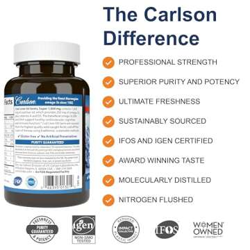 Carlson - Cod Liver Oil, Super 1000 mg + Vitamins A & D3, Wild Norwegian, Sustainably Sourced, 100 Softgels