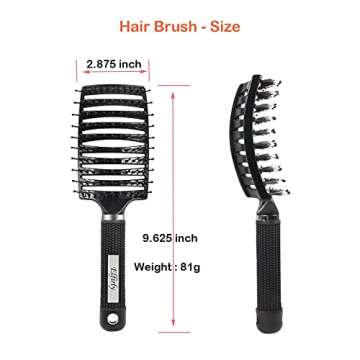 Elfirly Boar Bristle Curved Vented Hair Brush, Men Women and Barber Hairdressing Styling Brush, No More Tangle Hair Comb for Blowing Long Thick Thin Curly Wet and Dry Hair