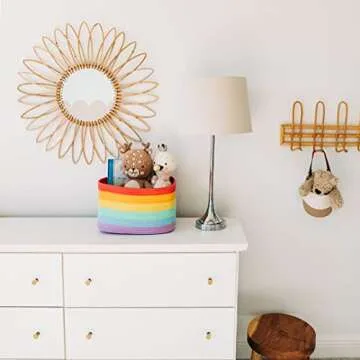 OrganiHaus Set of 3 Cute Rainbow Basket for Decor, Cotton Rope Basket for Storage, Toy Baskets Storage for Kids Room, Decorative Storage Baskets, Woven Storage Baskets for Organizing, Colorful Baskets
