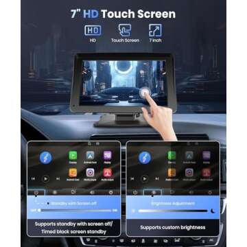 Podofo Portable Car Stereo Wireless Carplay Android Auto,7 Inch Touch Screen Car Radio with Bluetoot...