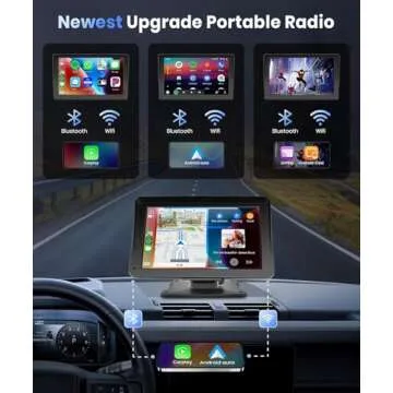 Podofo Portable Car Stereo Wireless Carplay Android Auto,7 Inch Touch Screen Car Radio with Bluetooth Hands-Free/Mirror Link/Maps Navigation/Voice Control/TF Card/AUX,for Cars, Trucks, SUVs
