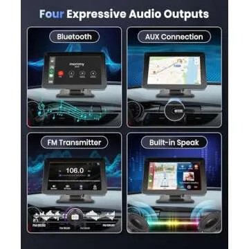Podofo Portable Car Stereo Wireless Carplay Android Auto,7 Inch Touch Screen Car Radio with Bluetooth Hands-Free/Mirror Link/Maps Navigation/Voice Control/TF Card/AUX,for Cars, Trucks, SUVs