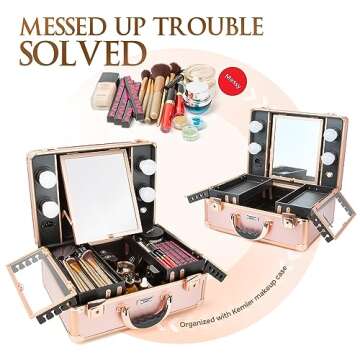Kemier Makeup Train Case with LED Lights and Mirror