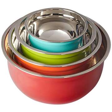 Fiesta Mixing 8-Piece Stainless Steel Bowl Set with Lids, 1.5quarts