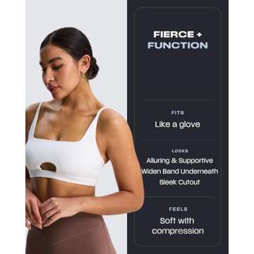 Aoxjox Women's Workout Ellie Sports Bra Cutout Training Fitness Running Yoga Crop Tank Top (White, Small)