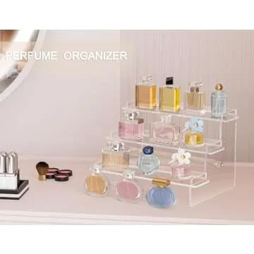 Meteou Acrylic Display Risers, 9.5'' Perfume Organizer Clear Riser Compatible with Funko POPs, Nendo...