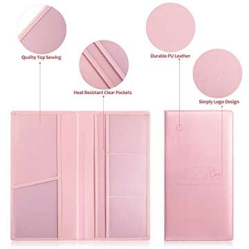 Frienda 2 Piece Car Registration and Insurance Documents Holder, PU Leather Auto Vehicle Card Paperwork Glove Box Organizer for Driver License with Magnetic Closure (Black, Pink)