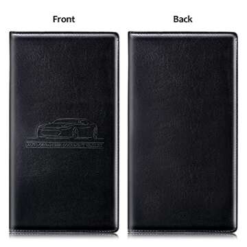 Frienda 2 Piece Car Registration and Insurance Documents Holder, PU Leather Auto Vehicle Card Paperwork Glove Box Organizer for Driver License with Magnetic Closure (Black, Pink)