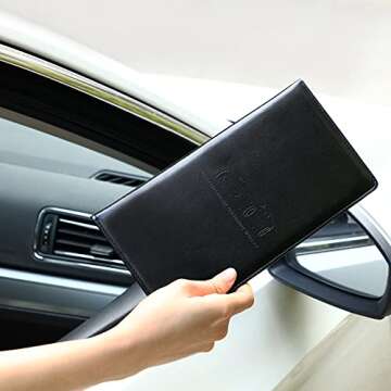 Frienda 2 Piece Car Registration and Insurance Documents Holder, PU Leather Auto Vehicle Card Paperwork Glove Box Organizer for Driver License with Magnetic Closure (Black, Pink)