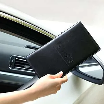 Frienda 2 Piece Car Registration and Insurance Documents Holder, PU Leather Auto Vehicle Card Paperwork Glove Box Organizer for Driver License with Magnetic Closure (Black, Pink)