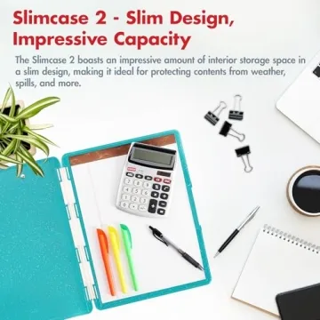 Dexas Slimcase Clipboard with Storage in Teal Glitter