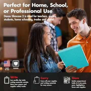 Dexas Slimcase Clipboard with Storage in Teal Glitter