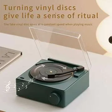 Vintage Vinyl Record Player Style Bluetooth Speaker Phonograph Style Retro Bluetooth Speaker Yellow Cute Look Gift for Girls Good Bass Enhancement Loud Volume
