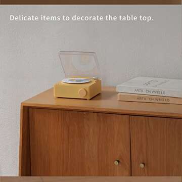 Vintage Vinyl Record Player Style Bluetooth Speaker Phonograph Style Retro Bluetooth Speaker Yellow Cute Look Gift for Girls Good Bass Enhancement Loud Volume