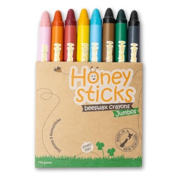 Honeysticks Jumbo Crayons (8 Pack) - 100% Pure Beeswax Crayons - Non Toxic Crayons for Kids - Large ...