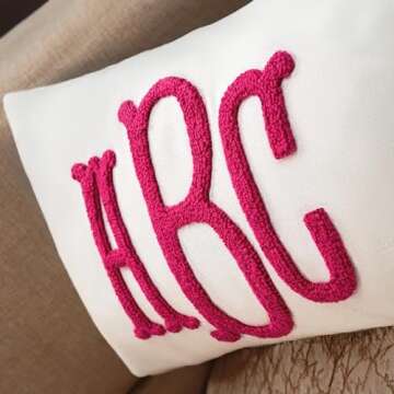 Monogram Custom Punch Needle Pillow, Embroidery Gift for Couple, Initial Wedding Monogram, New Home ...