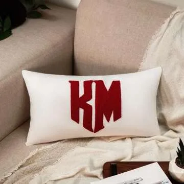 Monogram Custom Punch Needle Pillow, Embroidery Gift for Couple, Initial Wedding Monogram, New Home Housewarming Gift, Home Decorations Gift