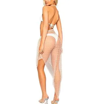 BOLLEY JOSS Sexy Rhinestone Sheer Beach Cover Up Dress