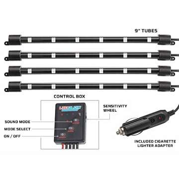 LEDGlow 4pc Multi-Color LED Interior Footwell Underdash Neon Light Kit for Cars & Trucks - 7 Solid C...