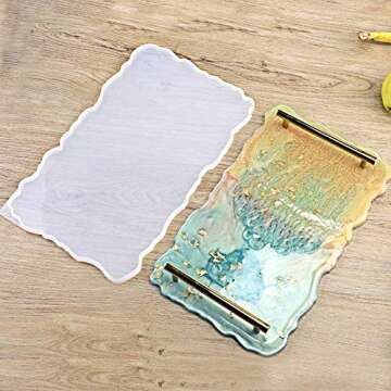 2Pcs Epoxy Resin Mold Irregular Tray Mold Large Silicone Mold for DIY Resin Rack Tray HOM Decoration Craft ( Rectangle)