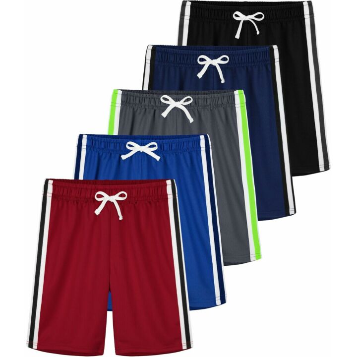 Boys Athletic Shorts 5 Pack Quick Dry Mesh Sports Wear