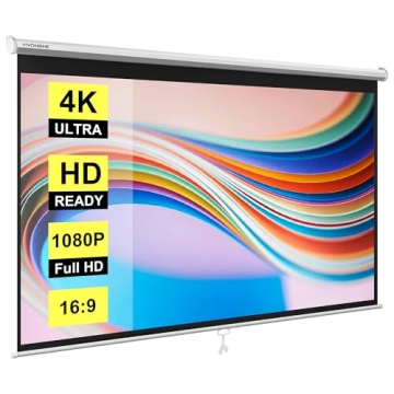 VIVOHOME Projector Screen - 100 Inch Retractable, Perfect for Home Theater and Outdoor Use