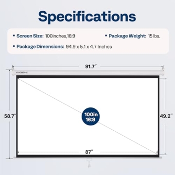 VIVOHOME 100 Inch Retractable Projector Screen for Movies