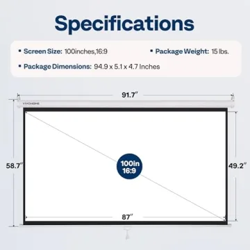 VIVOHOME 100 Inch Retractable Projector Screen for Movies