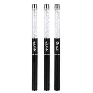 Nail Art Brush Set Acrylic UV Gel Painting Brush Nail Art Liner Brushes Crystal Handle Manicure Salon Tools (3Pcs)