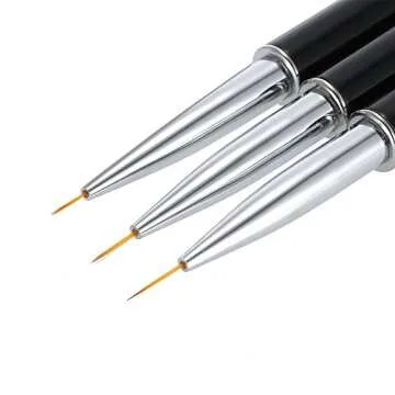 Nail Art Brush Set Acrylic UV Gel Painting Brush Nail Art Liner Brushes Crystal Handle Manicure Salon Tools (3Pcs)