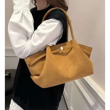 Suede Hobo Bags for Women Slouchy Suede Tote Top-handle Bag Vintage College Bag Satchels Fall Winter 2024