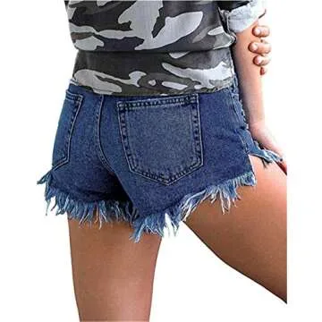 Comfortable MODARANI Frayed Denim Shorts for Women