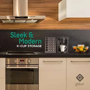 K Cups Coffee Pod Holder - Acrylic Kcup Organizer for Counter - Compatible with 24 Keurig Pods - Modern Display Rack and Storage for Kitchen and Office Coffee Station organization- Gleur