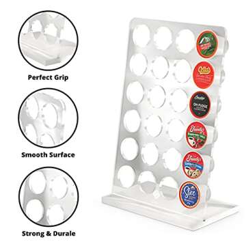 K Cups Coffee Pod Holder - Acrylic Kcup Organizer for Counter - Compatible with 24 Keurig Pods - Modern Display Rack and Storage for Kitchen and Office Coffee Station organization- Gleur