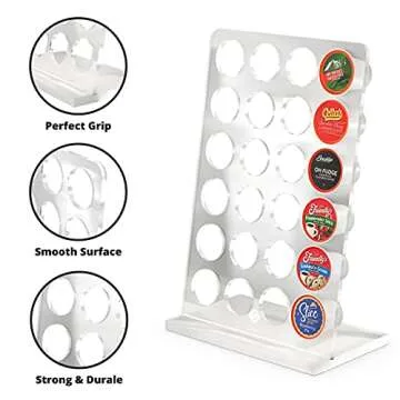 K Cups Coffee Pod Holder - Acrylic Kcup Organizer for Counter - Compatible with 24 Keurig Pods - Modern Display Rack and Storage for Kitchen and Office Coffee Station organization- Gleur