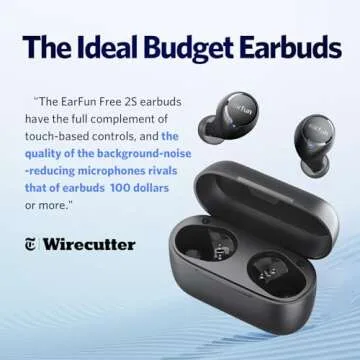 EarFun Free 2S Wireless Earbuds, [Upgraded Version] Bluetooth Earbuds with Deep Bass, 4 Mics for Cle...
