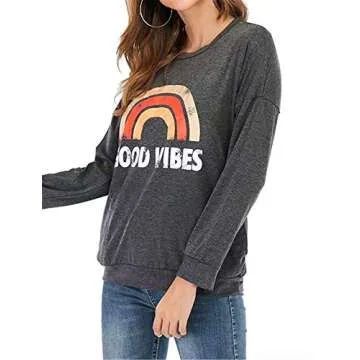 SweetNa Good Vibes Rainbow Graphic Tank Top for Women