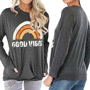 SweetNa Good Vibes Rainbow Graphic Tank Top for Women